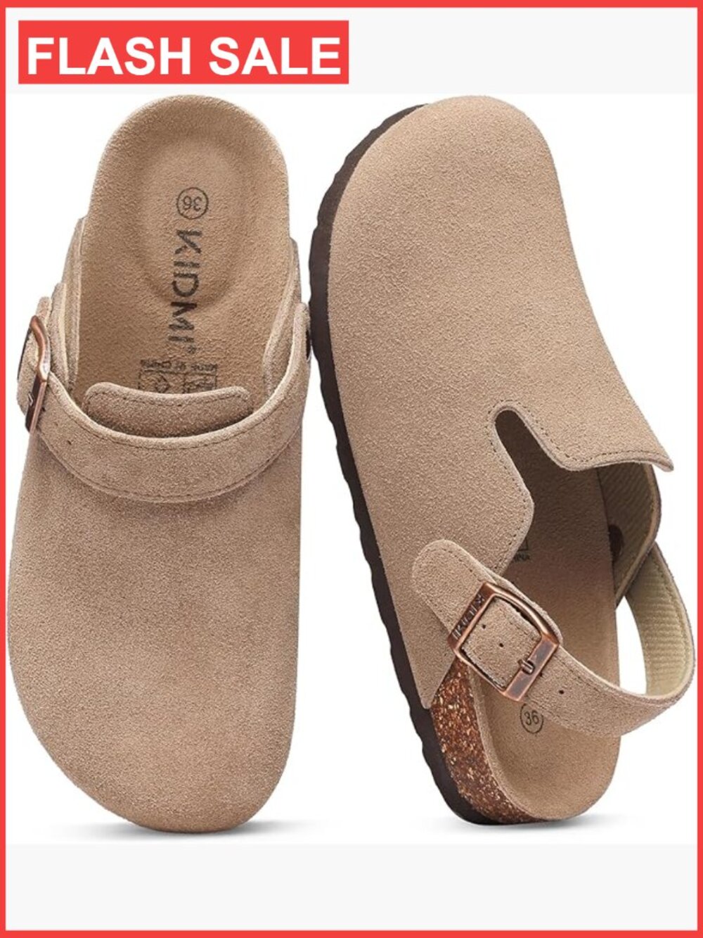 Suede Clogs with Back Strap Cork Footbed Slip On Potato Shoes